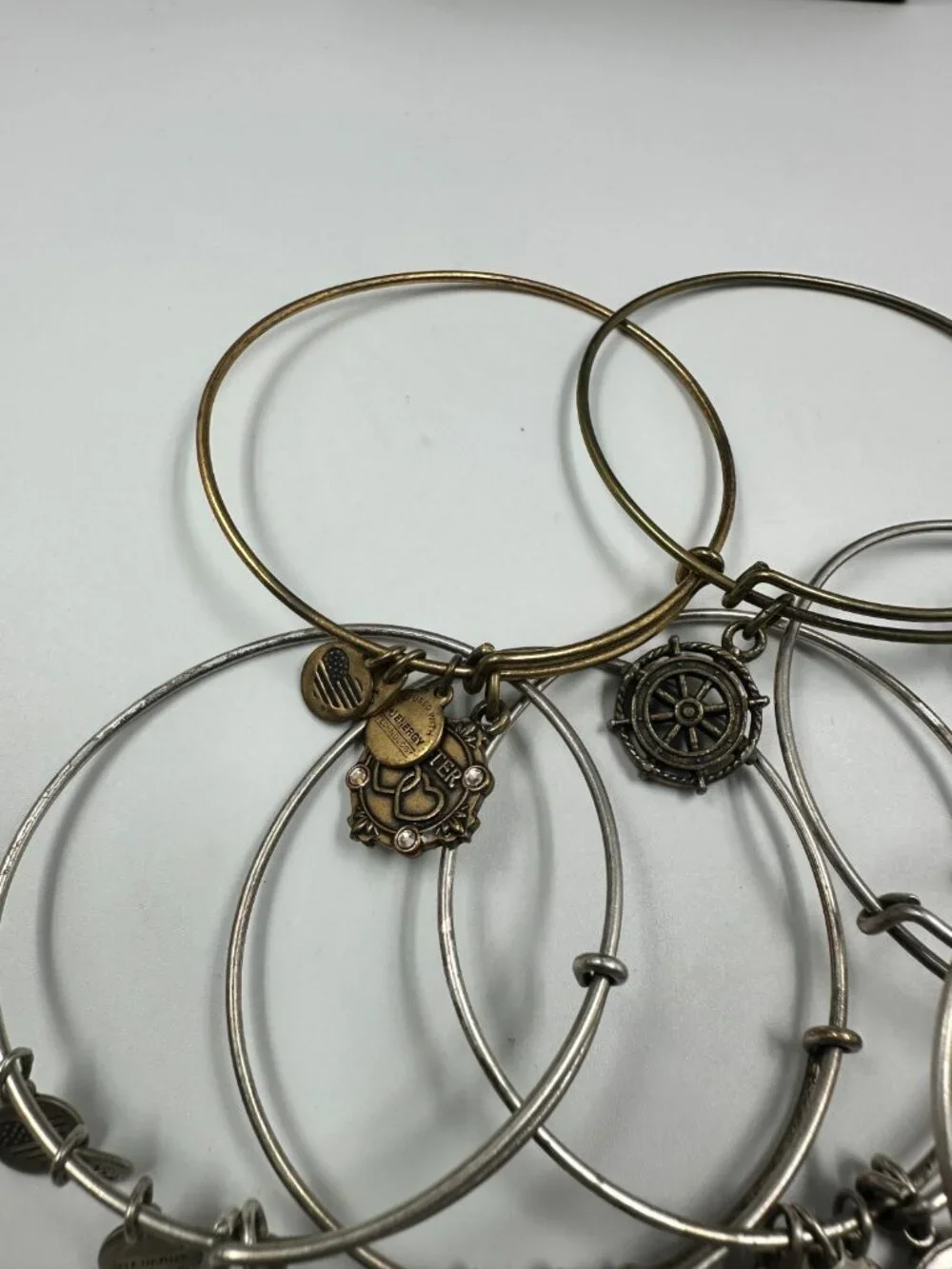 Alex and Ani Bracelet Lot Mixed Styles Expandable Charm Bangles Silver Tone